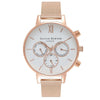 OLIVIA BURTON OB16CG86 Chrono Detail White & Rose Gold Women's Mesh Watch Olivia Burton