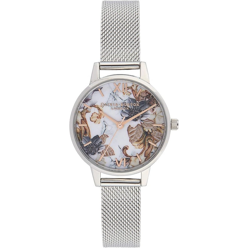 OLIVIA BURTON OB16CS16 Marble Floral Dial Women's Mesh Watch