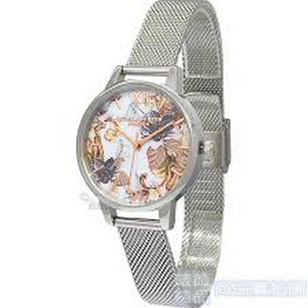 OLIVIA BURTON OB16CS16 Marble Floral Dial Women's Mesh Watch