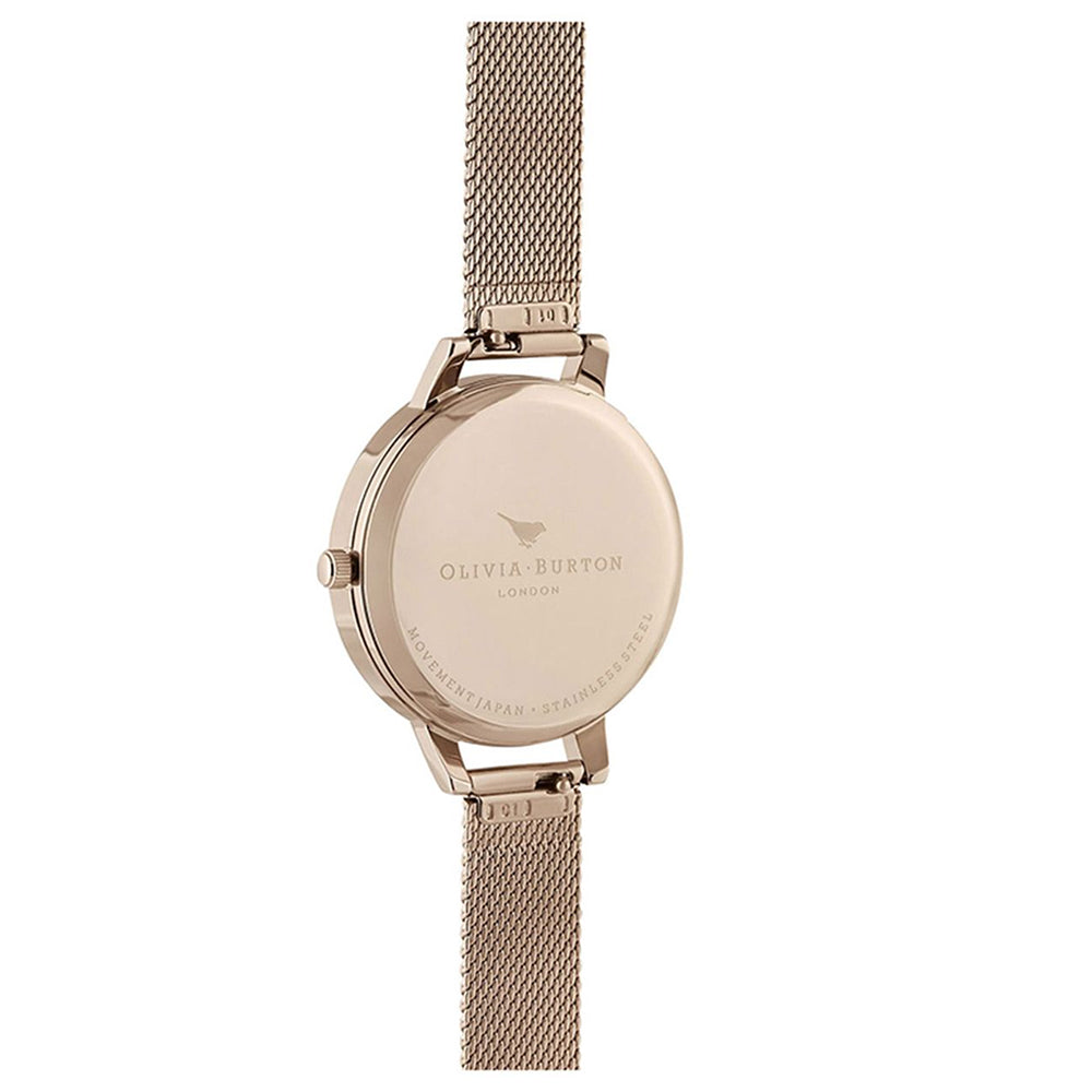 OLIVIA BURTON OB16DE10 Demi White Dial Pale Rose Gold Women's Mesh Watch