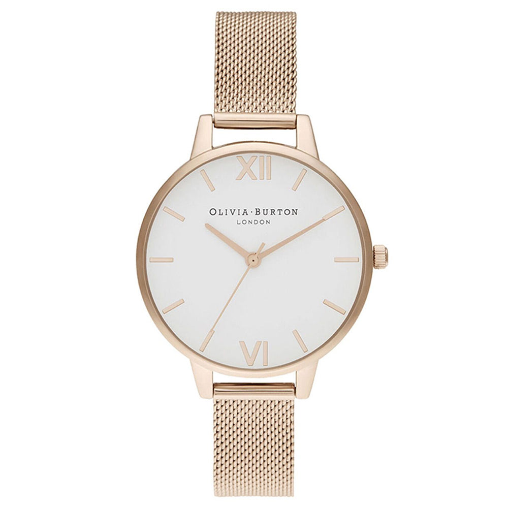 OLIVIA BURTON OB16DE10 Demi White Dial Pale Rose Gold Women's Mesh Watch