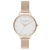 OLIVIA BURTON OB16DE10 Demi White Dial Pale Rose Gold Women's Mesh Watch Olivia Burton