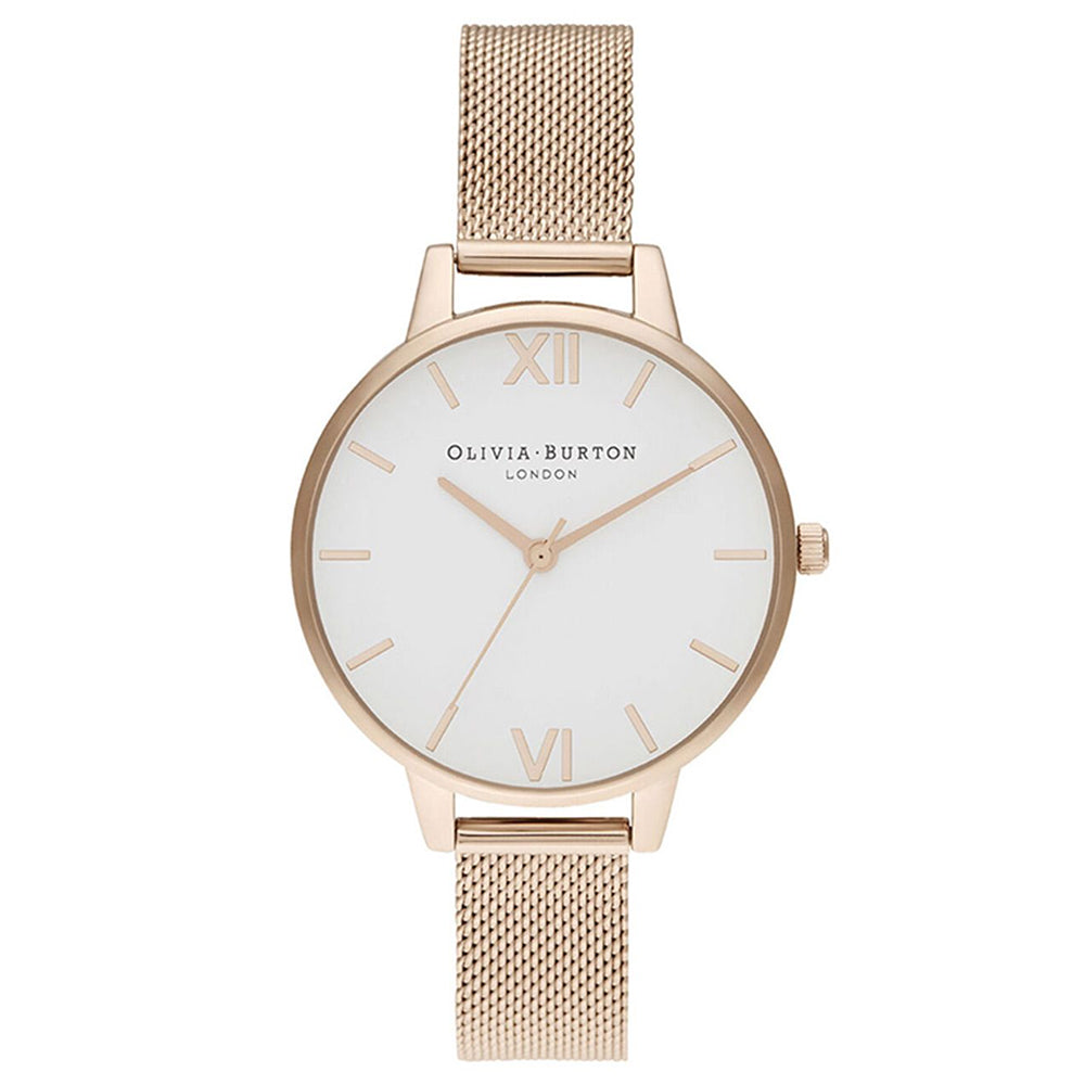 OLIVIA BURTON OB16DE10 Demi White Dial Pale Rose Gold Women's Mesh Watch Olivia Burton