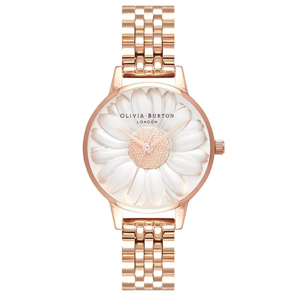 OLIVIA BURTON OB16FS102 3D Daisy White Dial Rose Gold Women's Watch