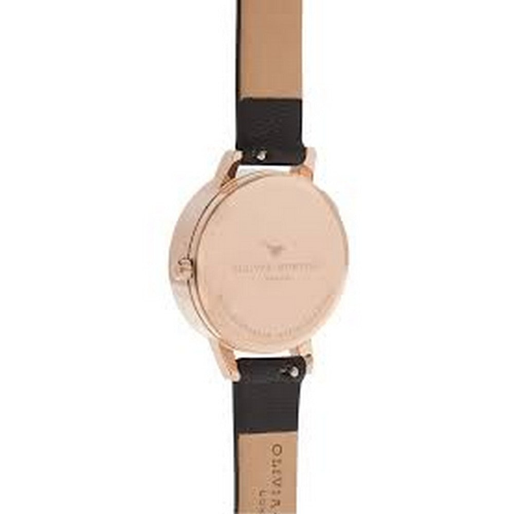 OLIVIA BURTON OB16FS97 3D Daisy White Dial Black Leather Strap Women's Watch