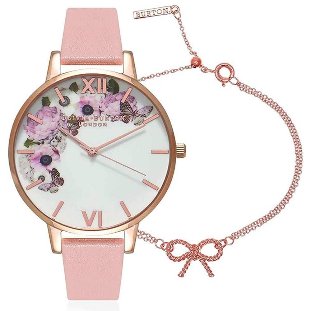 OLIVIA BURTON OB16GSET10 Signature Floral Dial Women's Watch And Bracelet Set Olivia Burton