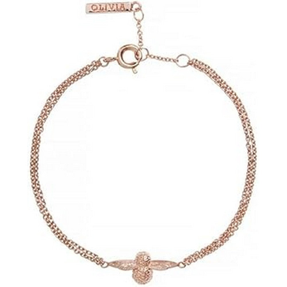 OLIVIA BURTON OB16GSET19 White Dial Rose Gold & Silver Women's Mesh Watch And 3D Bee Rose Gold Bracelet Gift Set Olivia Burton