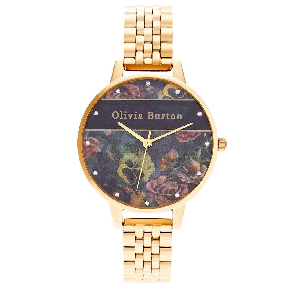 OLIVIA BURTON OB16VS01 Varsity Pale Gold & Black Women's Bracelet Watch Olivia Burton
