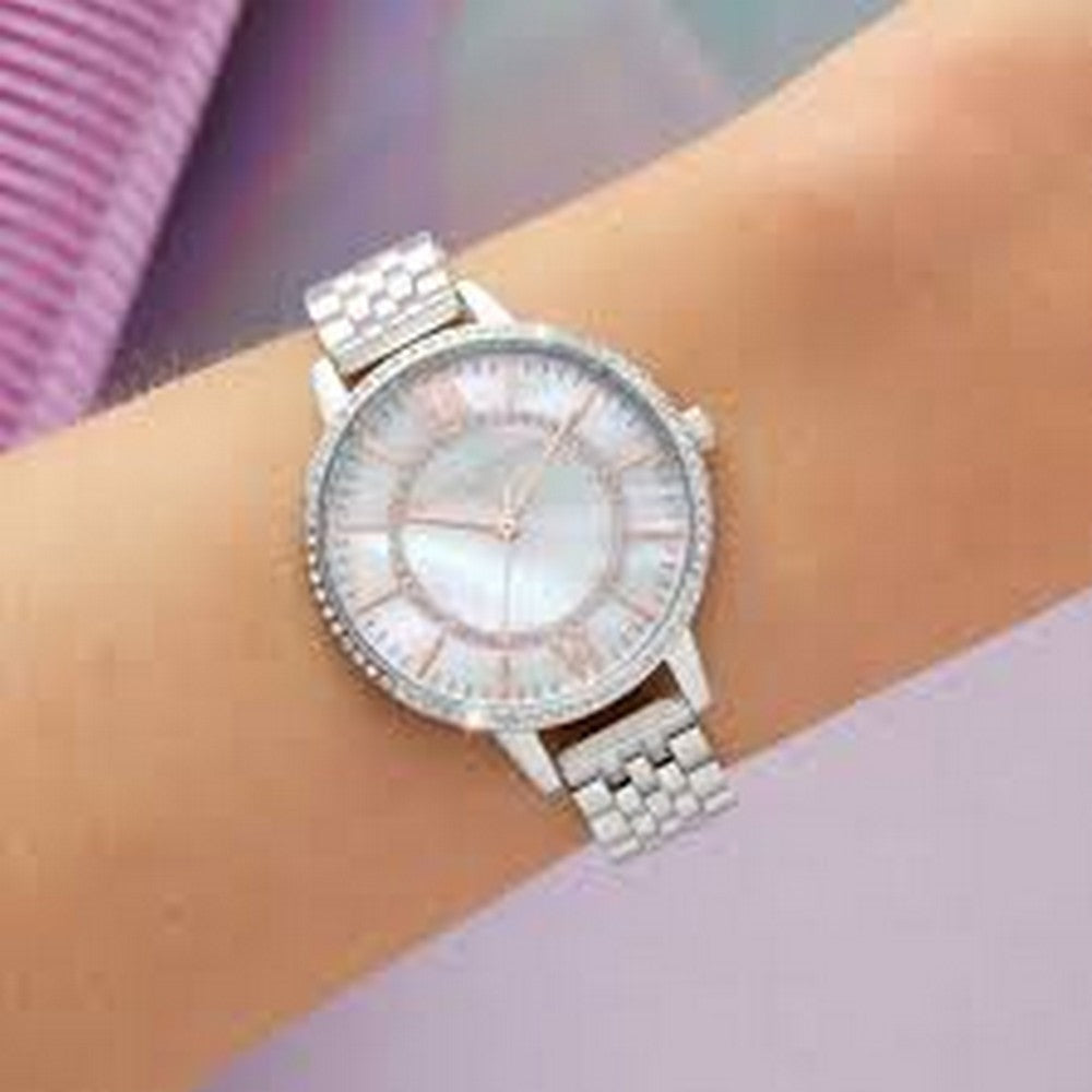 OLIVIA BURTON OB16WD91 Wonderland Mother Of Pearl Demi Dial Silver Women's Watch Olivia Burton