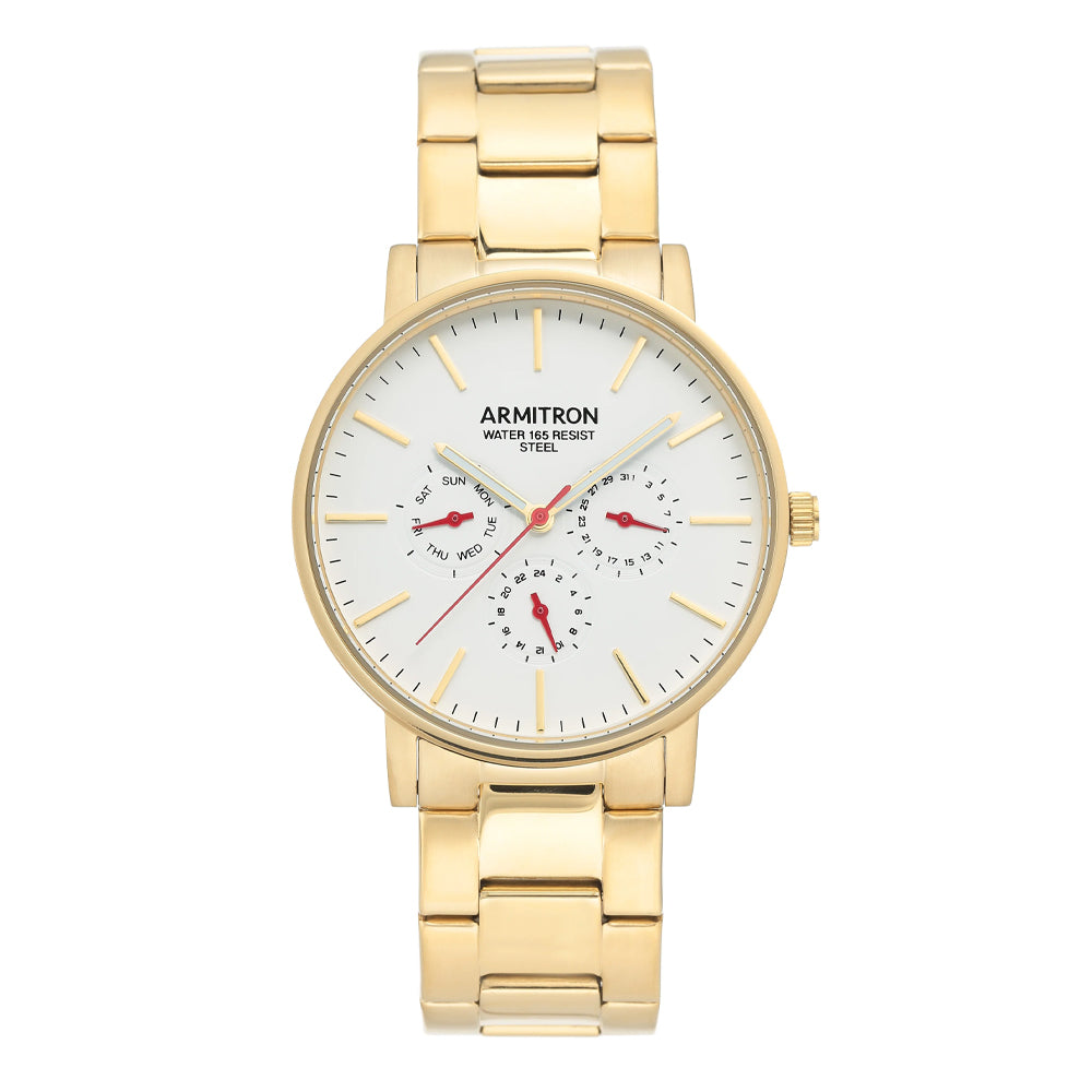 Armitron 20/5299WTGP Multi-Function Dial Gold-Tone Men's Bracelet Watch