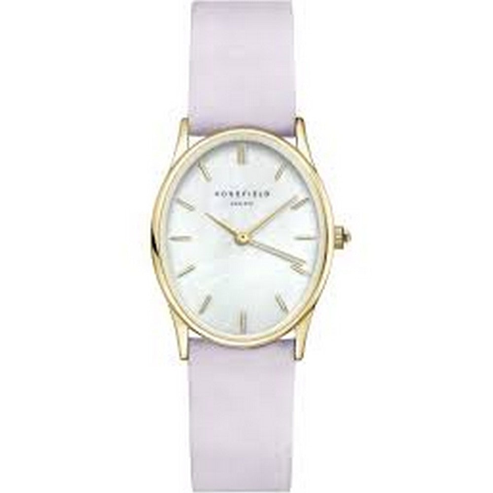 ROSEFIELD OWLLG-OV04 The Oval White Mop Lilac Nubuck Gold Women's Watch Rose Field