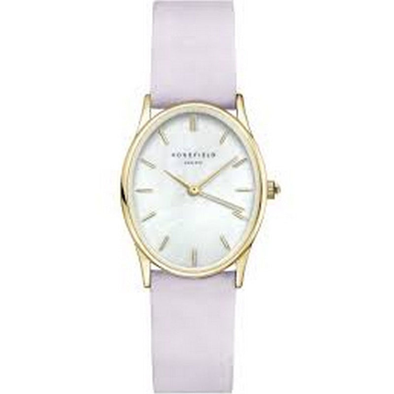ROSEFIELD OWLLG-OV04 The Oval White Mop Lilac Nubuck Gold Women's Watch Rose Field