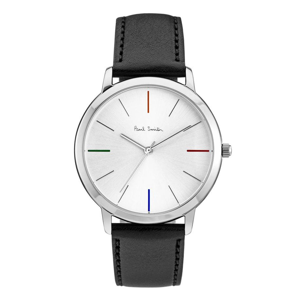 PAUL SMITH P10051 Silver Dial Black Leather Strap Men's Watch