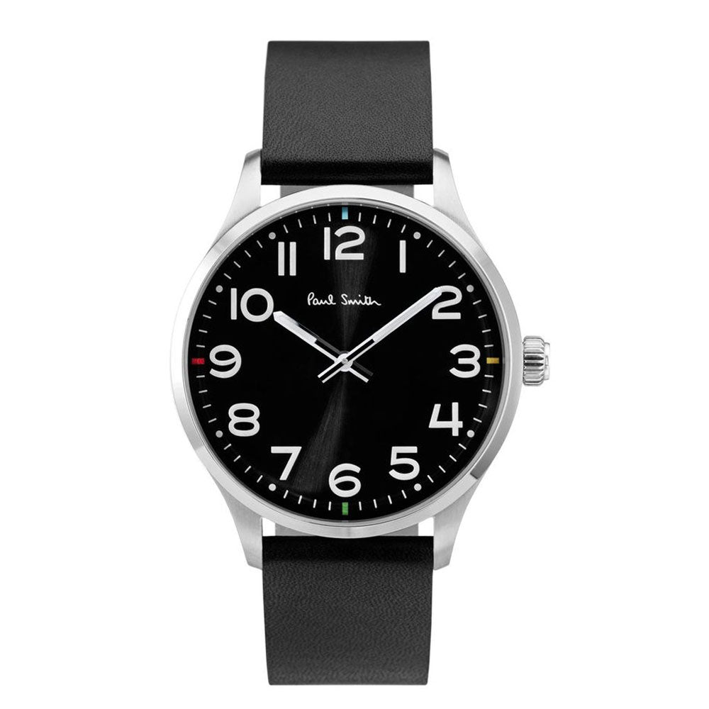 PAUL SMITH P10061 Analogue Black Dial and Black Leather Strap Men's Watch Paulsmith