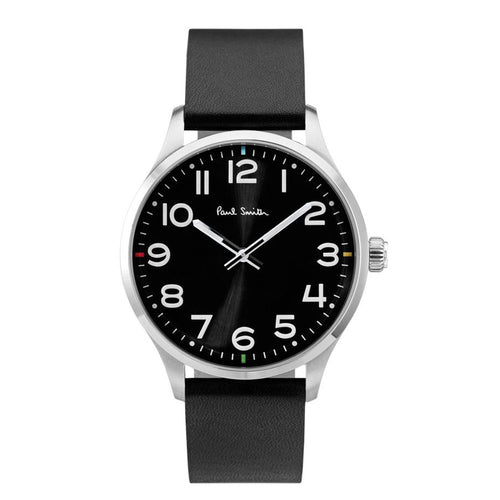 PAUL SMITH P10061 Analogue Black Dial and Black Leather Strap Men's Watch Paulsmith