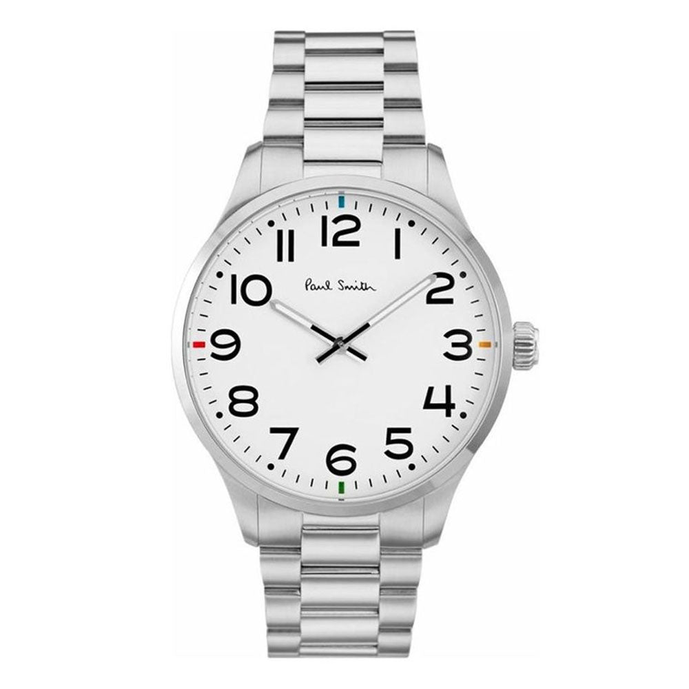 PAUL SMITH P10063 White Dial Analogue Display and Silver Stainless Steel Men's Bracelet Watch Paulsmith