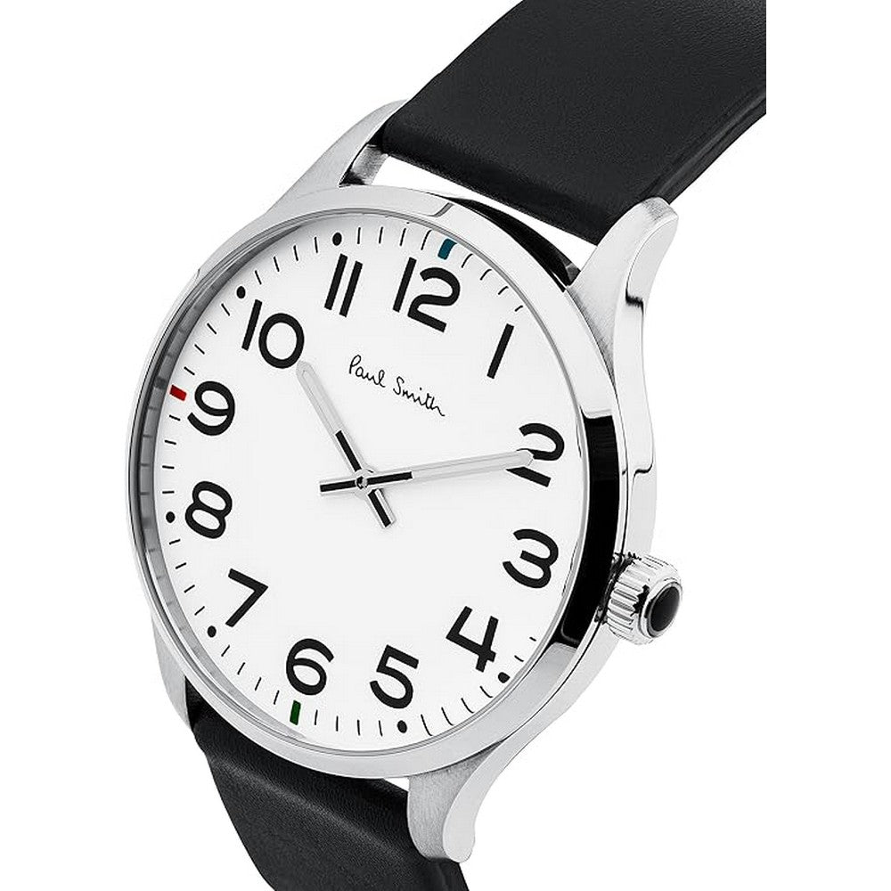 PAUL SMITH P10065 Analogue White Dial and Black Leather Strap Men's Watch