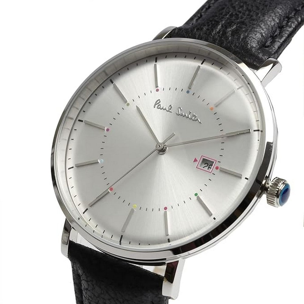 PAUL SMITH P10084 White Dial Black Leather Strap Men's Watch