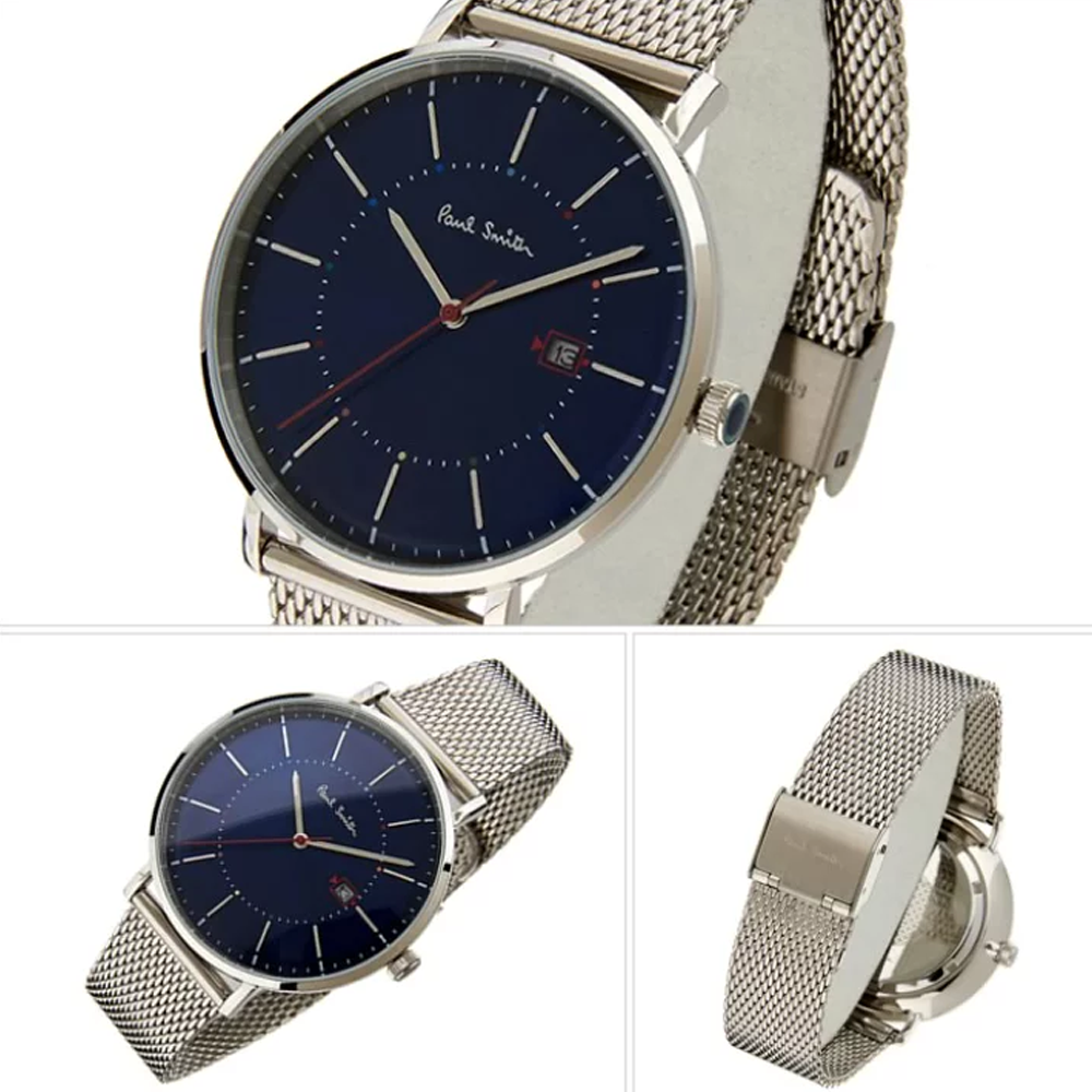 PAUL SMITH P10088 Blue Dial Track Men's Mesh Watch Paulsmith