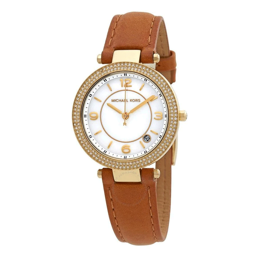 Michael Kors Parker Crystal White Dial Brown Women's Watch MK2464