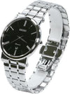 Seiko SKP393P1 Premier Black Dial Stainless Steel Quartz Men's Watch