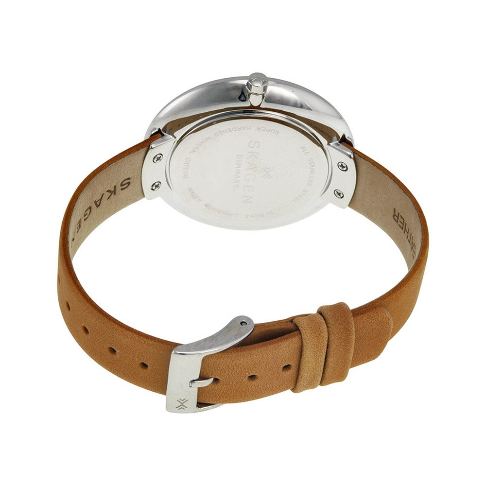 SKAGEN SKW2327 Gitte Light Green Dial Light Brown Leather Strap Women's Watch Skagen