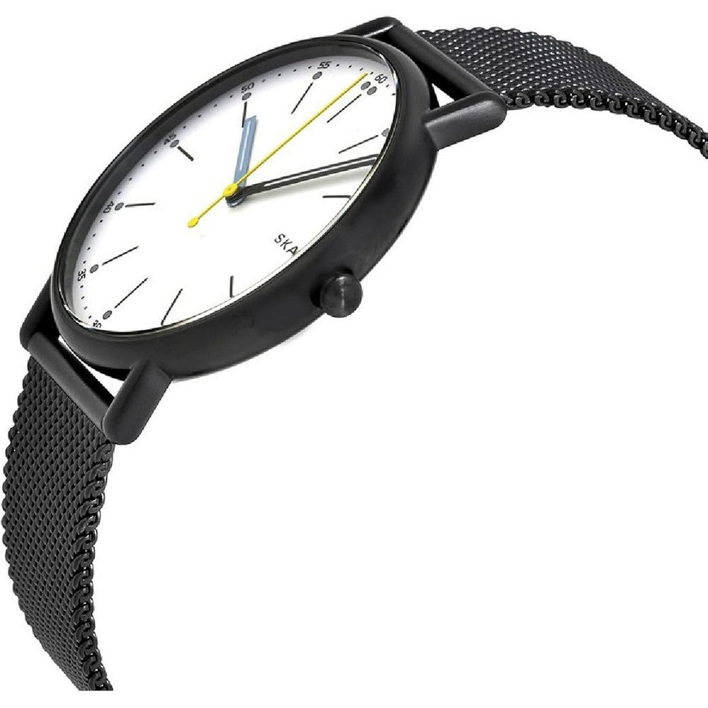 SKAGEN SKW6376 Signature White Dial Black Ion plated Men's Mesh Watch