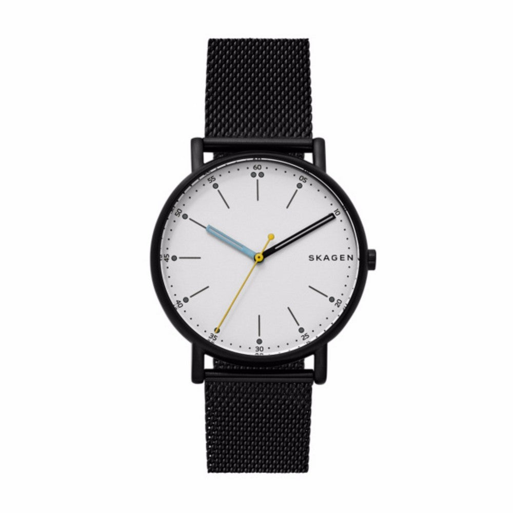 SKAGEN SKW6376 Signature White Dial Black Ion plated Men's Mesh Watch Skagen