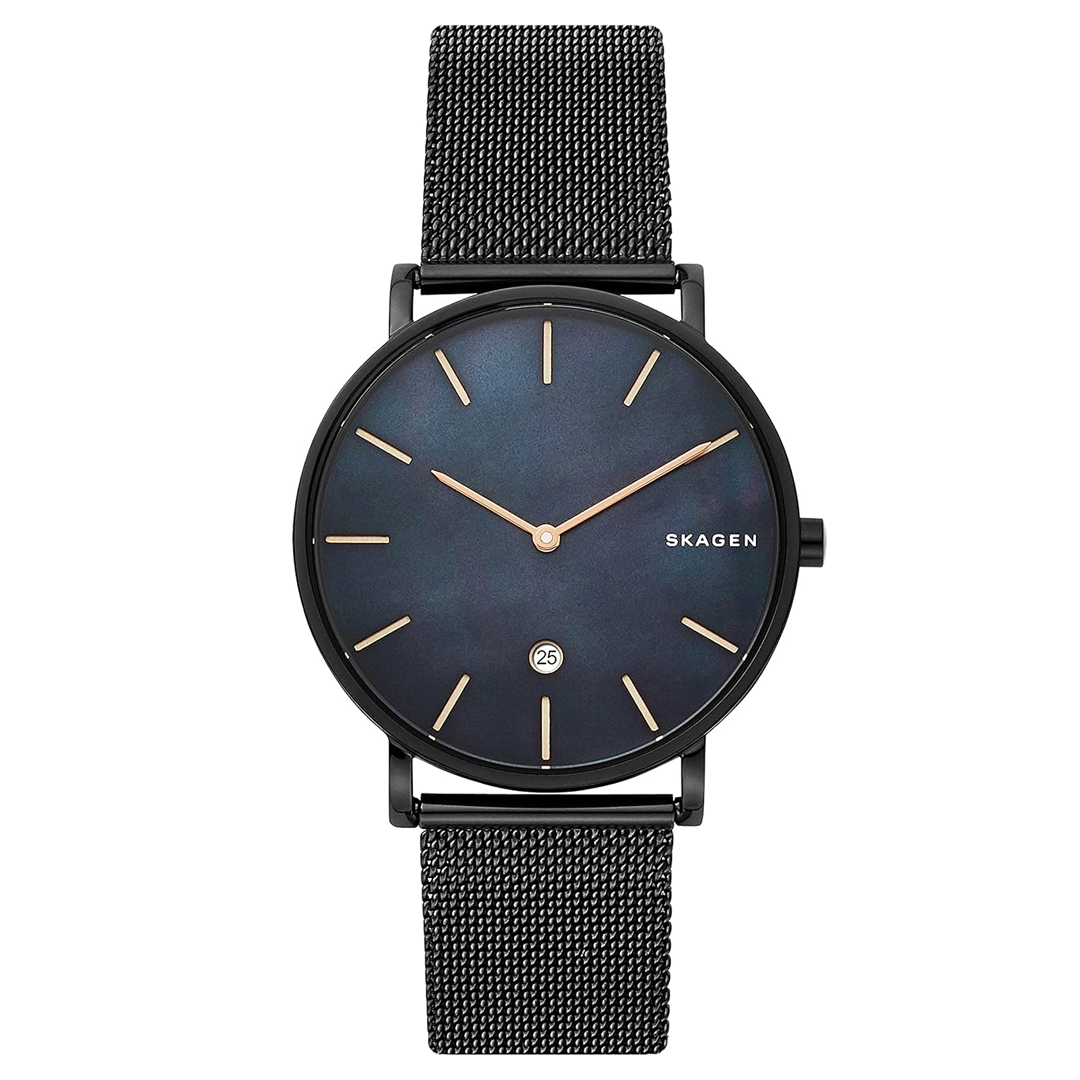 SKAGEN SKW6472 Hagen Slim Mother of Pearl Midnight Steel Men's Mesh Watch