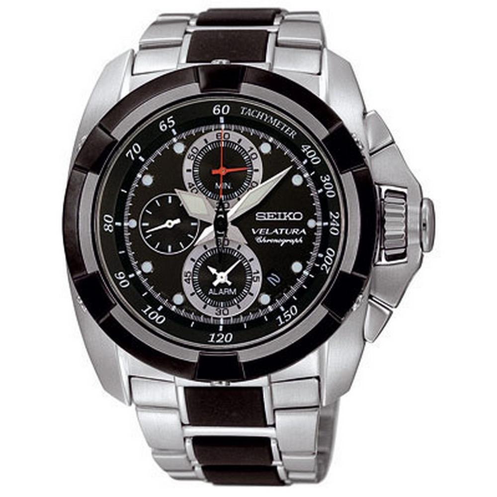 Seiko SNAA93P1  Black Dial Stainless Steel Tachymeter Chronograph Men's Watch seiko