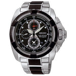 Seiko SNAA93P1  Black Dial Stainless Steel Tachymeter Chronograph Men's Watch seiko