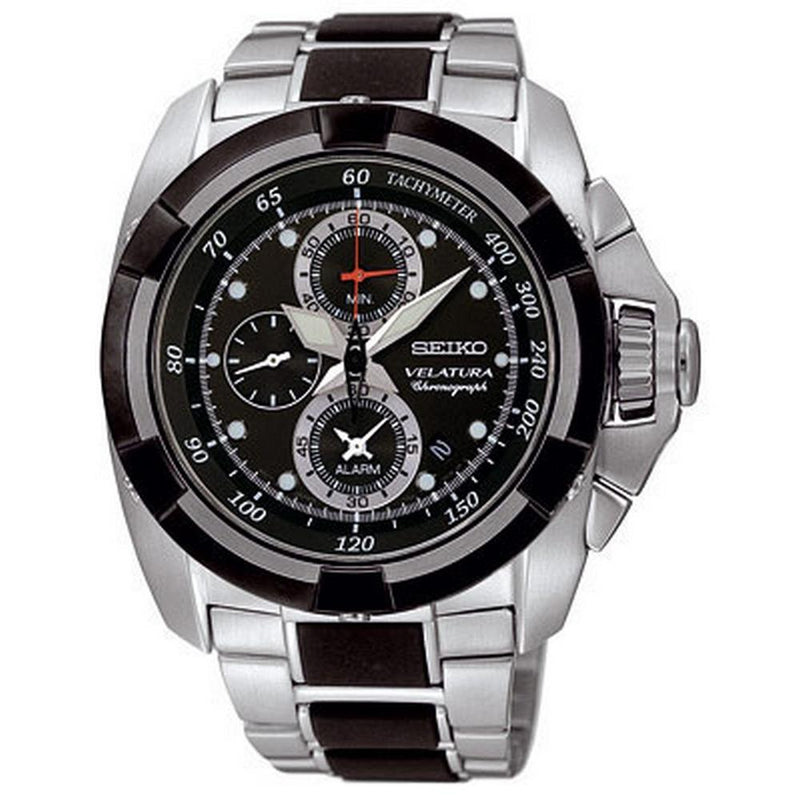 Seiko SNAA93P1  Black Dial Stainless Steel Tachymeter Chronograph Men's Watch seiko