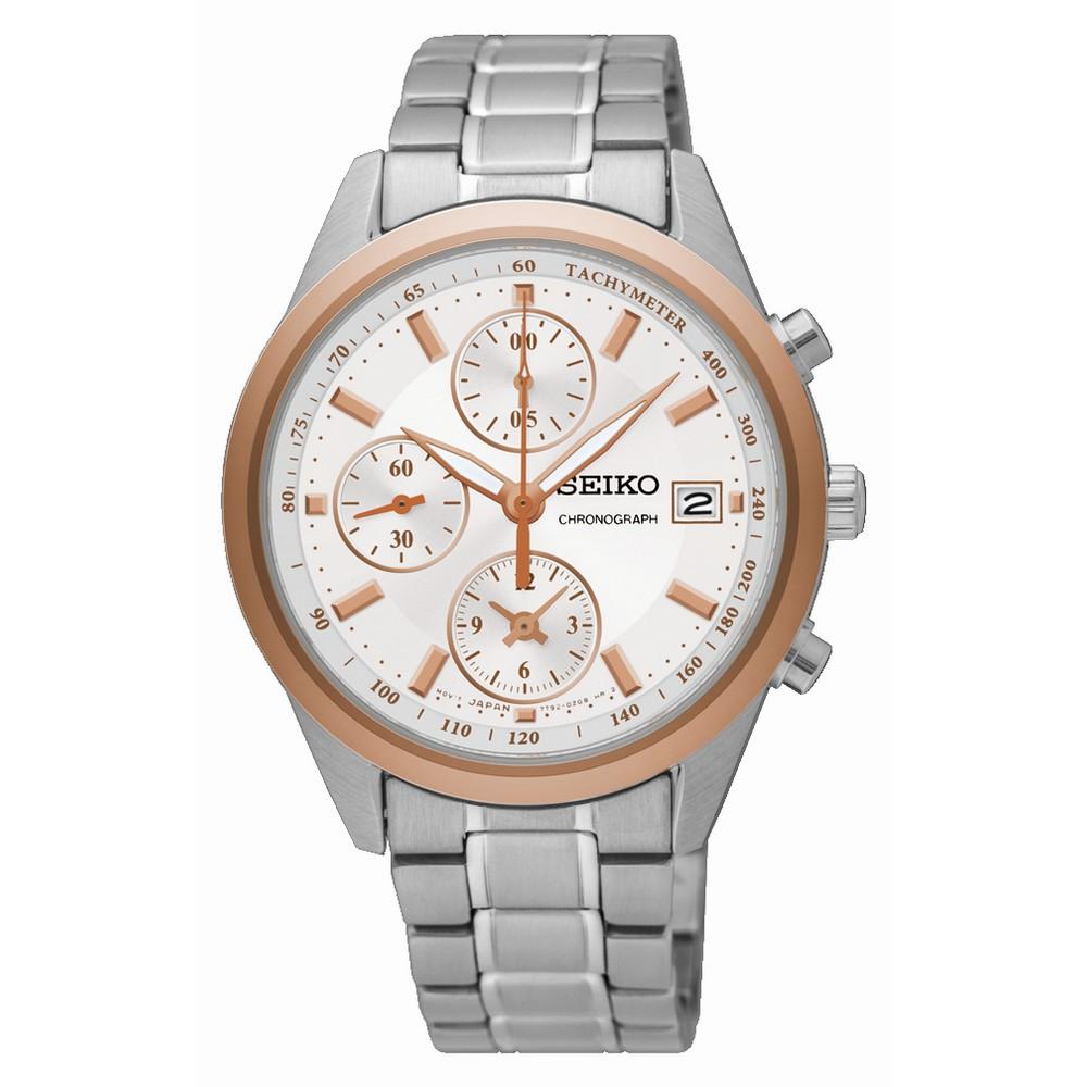 Seiko SNDV56P1 Stainless Steel White Dial Chronograph Women Watch. seiko