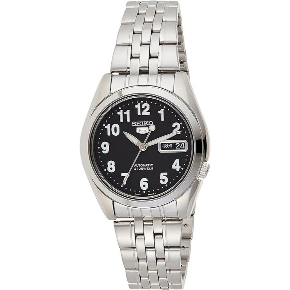 Seiko SNK381K1 Automatic Watch – Black Dial Silver Stainless Steel