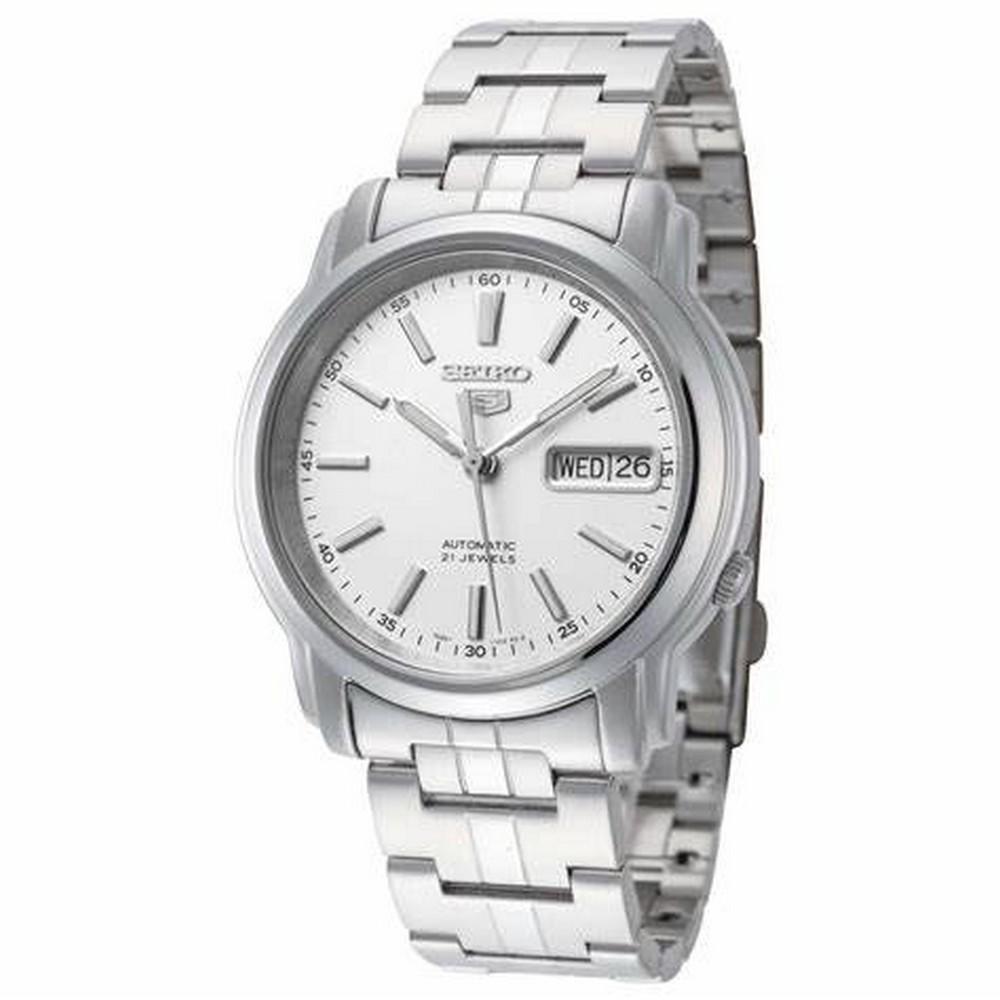 Seiko SNKL75K1 White Dial Silver Chain Series 5 Men's Automatic Watch