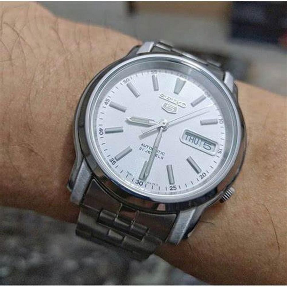 Seiko SNKL75K1 White Dial Silver Chain Series 5 Men's Automatic Watch