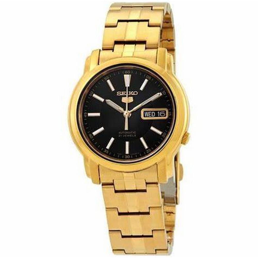 Seiko SNKL88K1 Black Dial Golden Chain Series 5 Men's Automatic Watch seiko