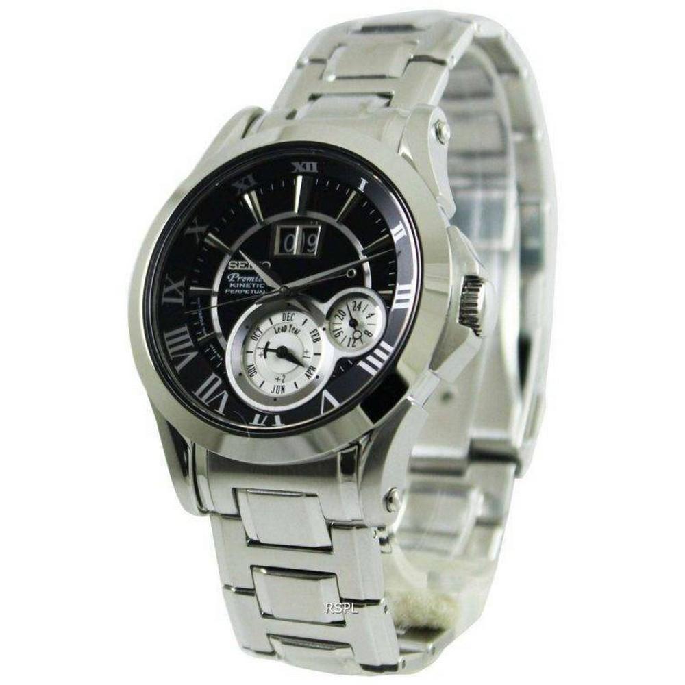 Seiko SNP021P1 Black Dial Silver Stainless Steel Chain Series 5 Men's Automatic Watch