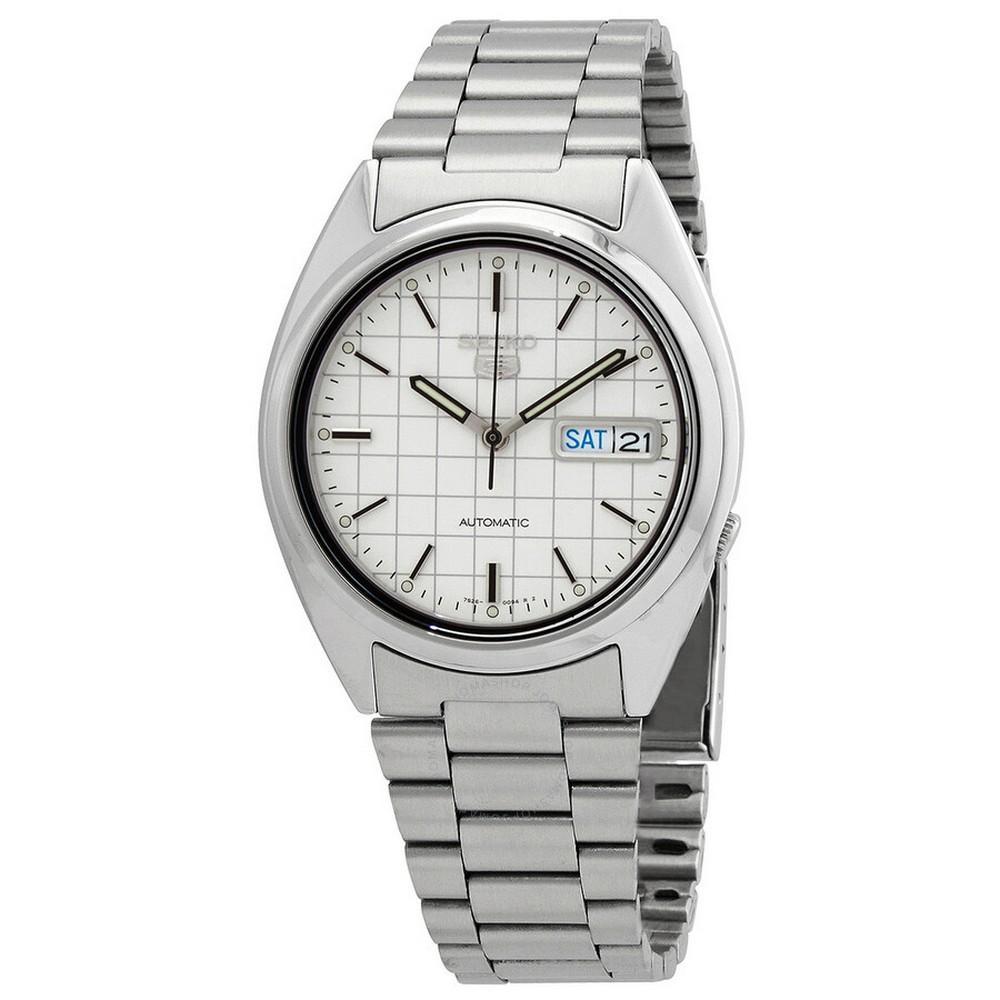 Seiko SNXF05K1 White Dial Steelness Steel Series 5 Men's Automatic Watch seiko