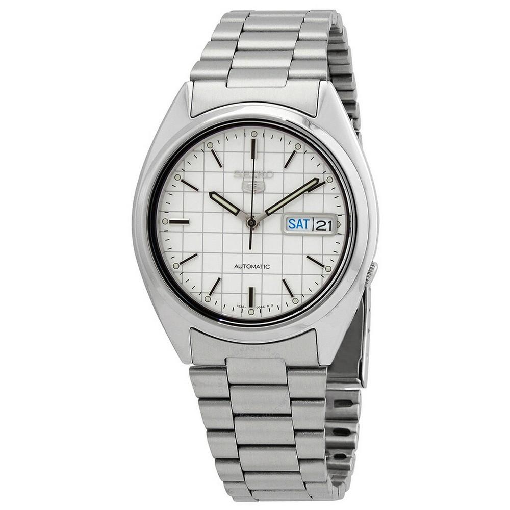 Seiko SNXF05K1 White Dial Steelness Steel Series 5 Men's Automatic Watch