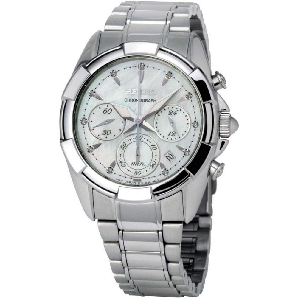 Seiko SRW807P1  White Dial Stainless Steel Chain Womens Analog Quartz Watch