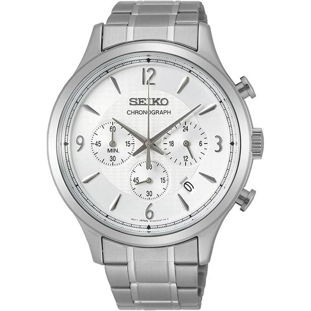 Seiko SSB337P1 White Dial Silver Stainless Steel Chronograph Quartz Men's Watch - Our World Of Style