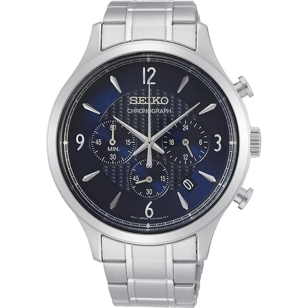 Seiko SSB339P1 Blue Dial Silver Stainless Steel Chain Chronograph Men's Watch