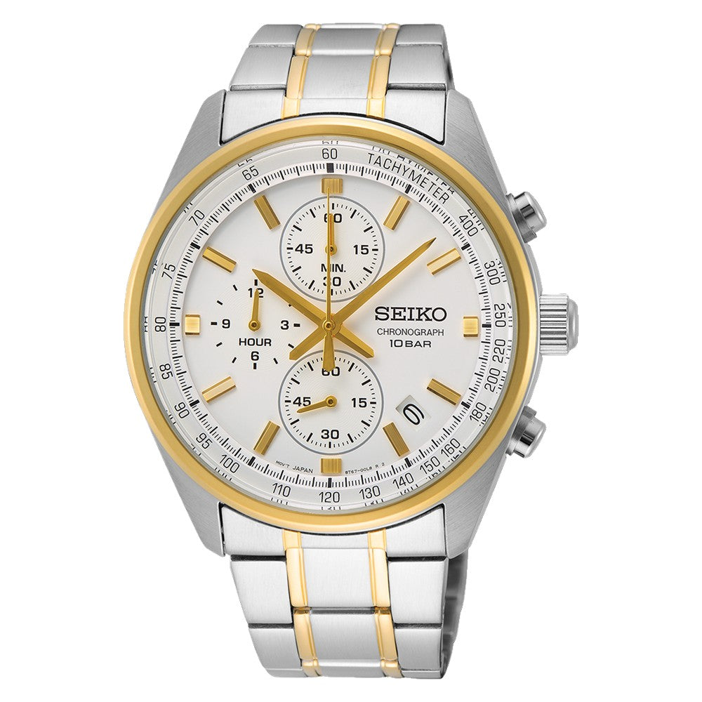 Seiko SSB380P1 White Dial Stainless Steel Chronograph Men’s Watch