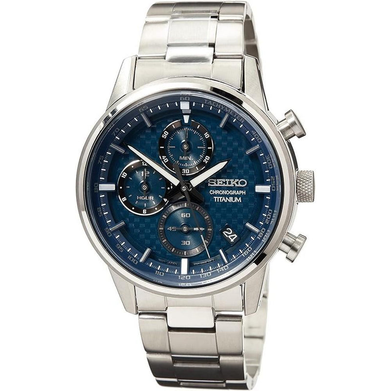 Seiko SSB387P1 Blue Dial Silver Stainless Steel Titanium with Quartz  Men's Watch - Our World Of Style