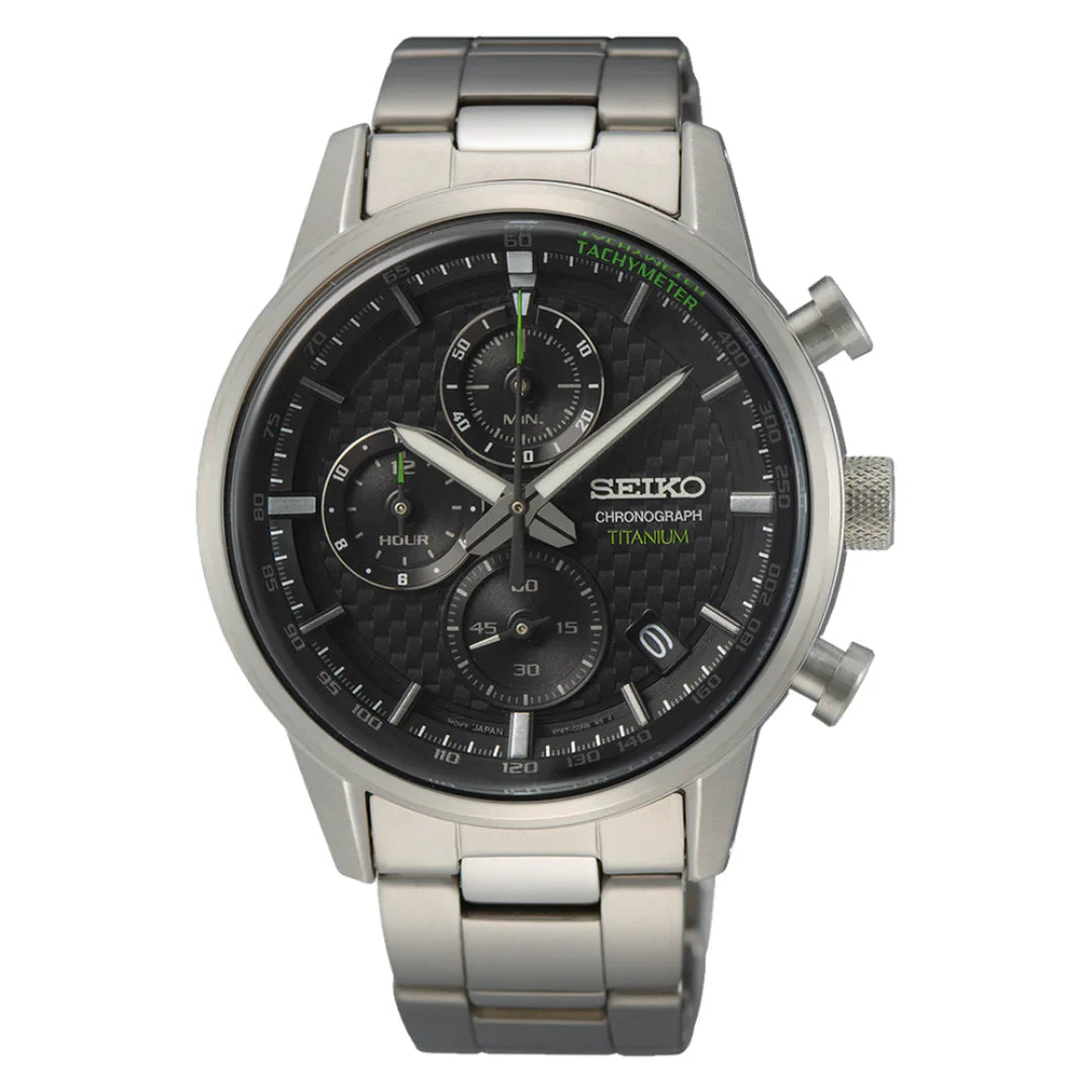 Seiko SSB389P1 chronograph quartz watch with blue dial and stopwatch subdials