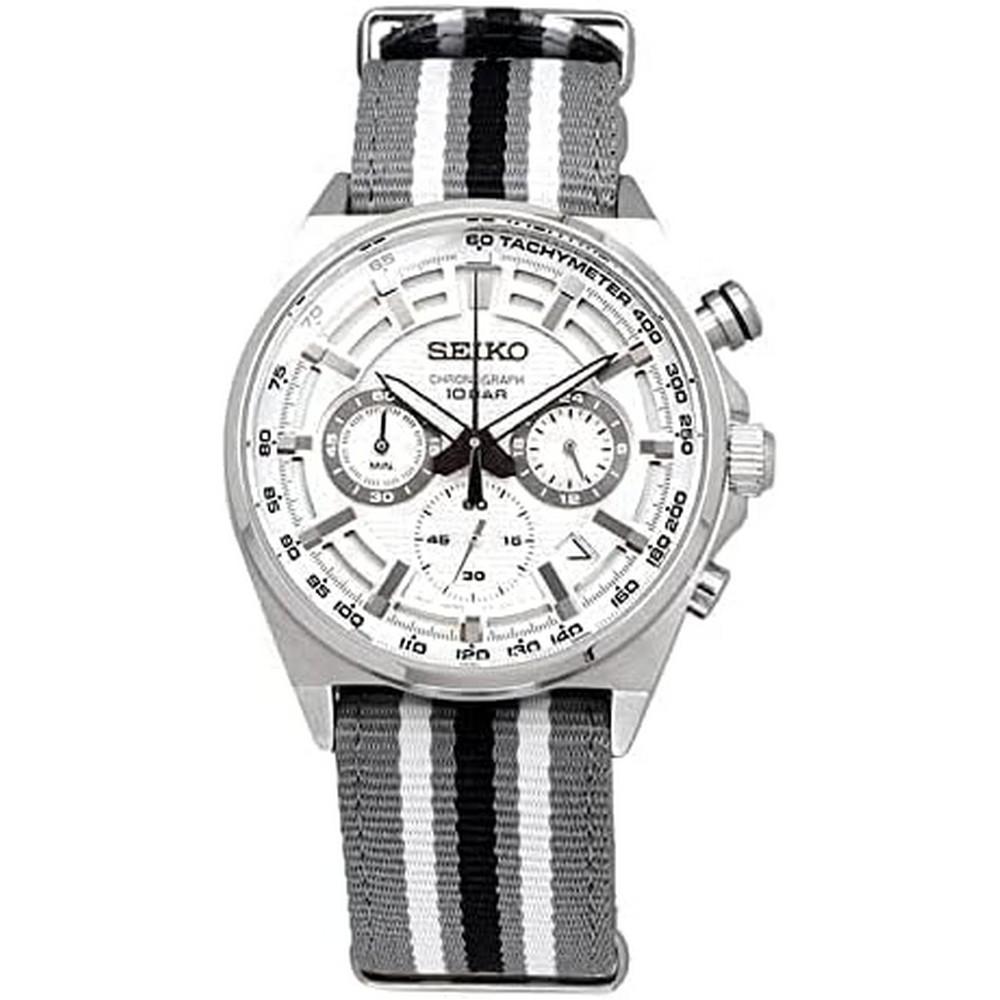 Seiko SSB401P1 Sport Watch White Dial Nylon Strap Chronograph Quartz Men's Watch