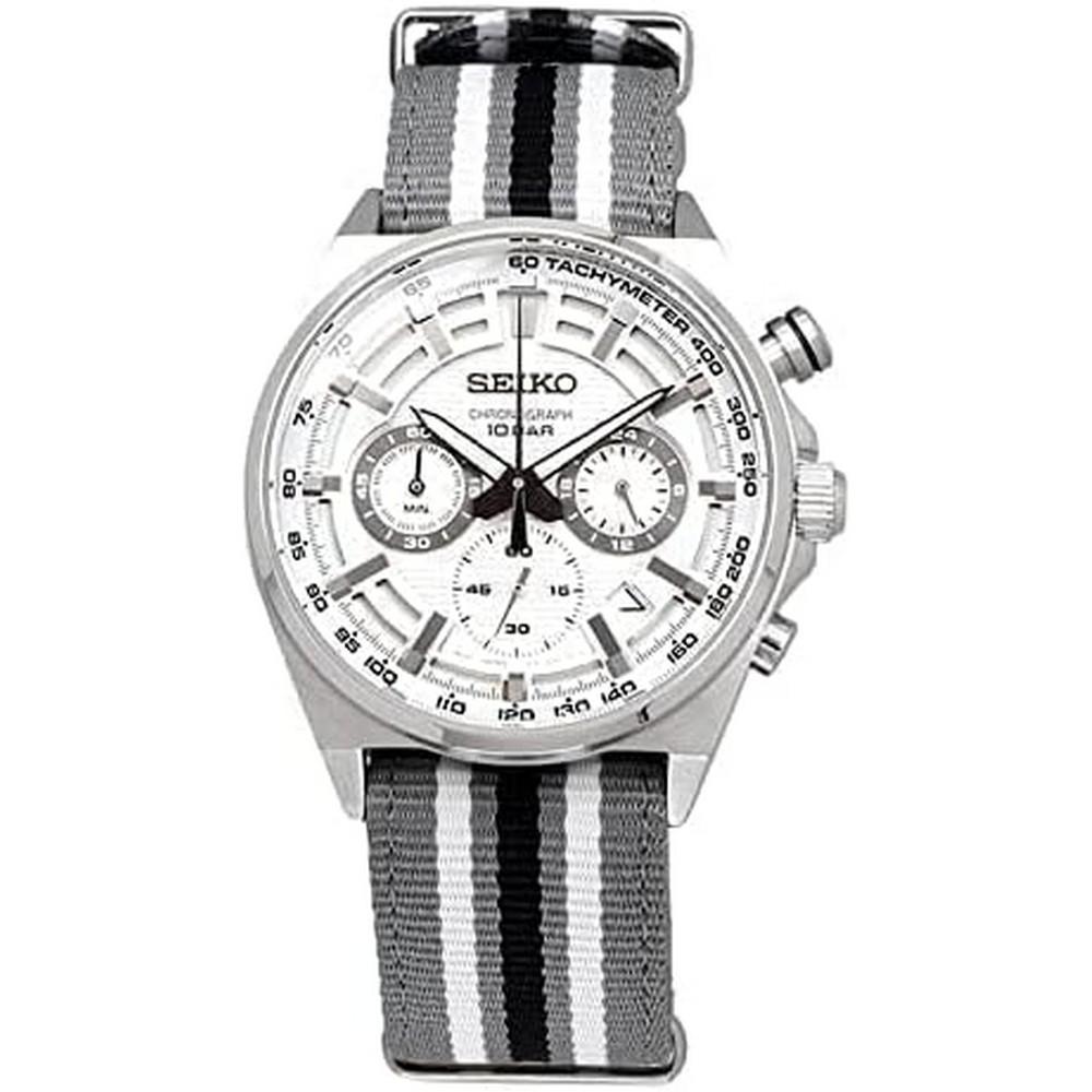 Seiko SSB401P1 Sport Watch White Dial Nylon Strap Chronograph Quartz Men's Watch - Our World Of Style