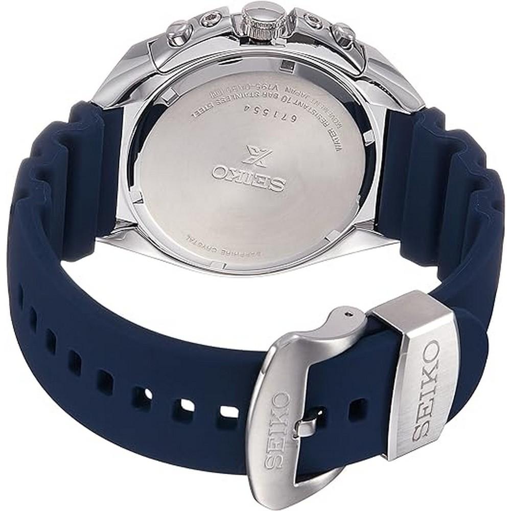 Seiko Prospex SSC489P1  Blue Silicone Strap Solar Chronograph Stainless Steel Men's Watch