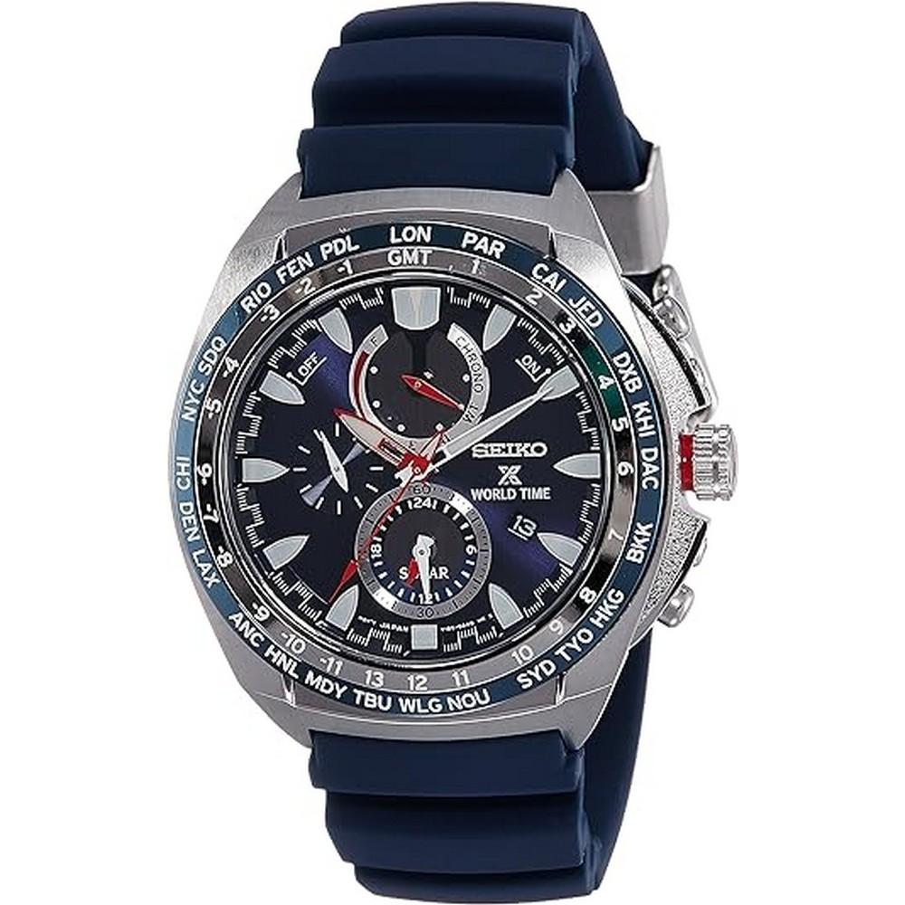 Seiko Prospex SSC489P1  Blue Silicone Strap Solar Chronograph Stainless Steel Men's Watch